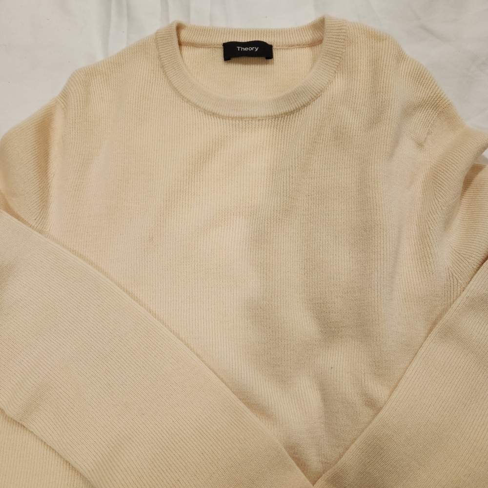 Mens Ivory Sweater theory size medium fitted New